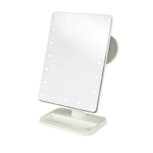 Jerdon 8-Inch by 11-Inch Lighted Vanity Mirror - Rectangular Tabletop Mirror in White with 10X Magnification Spot Mirror - Model JS811W