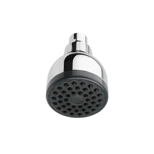 Aquabliss TurboSpa High-Pressure Shower Head - Chrome | 3-inch high-pressure shower head with 42-nozzle wide spray and flow restrictor. Twist-on install, no tools needed.