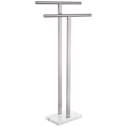 KOKOSIRI Towel Rack Free Standing Brushed Nickel 2-Tier Towel Holder for Bathroom Floor Stand with Heavy Marble Base Thicken Steady Design Stainless Steel THS0005-BR - color: Brushed Nickel