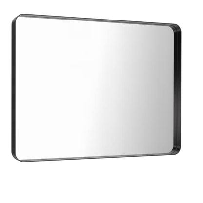 LOAAO 40X32 Inch Black Metal Framed Bathroom Mirror for Wall, Matte Black Bathroom Vanity Mirror Farmhouse, Large Rounded Rectangle Mirror, Anti-Rust, Tempered Glass, Hangs Horizontally or Vertically | Matte Black, Rounded Rectangle Mirror, Anti-Rust, Tem