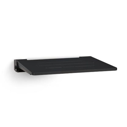 Seachrome 18 inch Silhouette Slimline Folding Wall Mount Shower Bench Seat, Matte Black Seat with Matte Black Frame - color: Matte Black Seat With Matte Black Frame