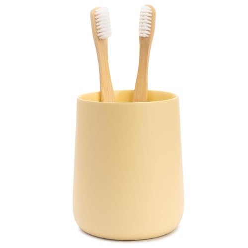 Yew Design Matte Yellow Bathroom Toothbrush Holder Cup - Round - color: Round Matte Yellow Cream