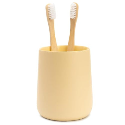Yew Design Matte Yellow Bathroom Toothbrush Holder Cup - Round - color: Round Matte Yellow Cream