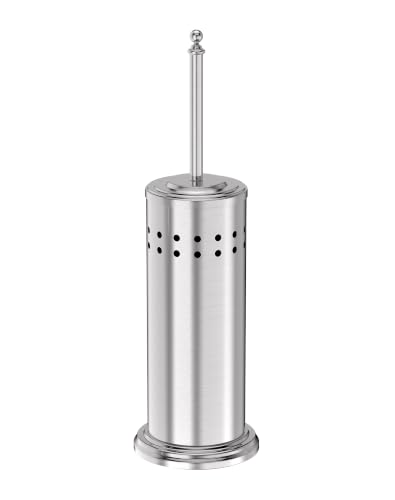 Dowry Toilet Plunger with Holder for Bathroom Silver | Hidden Toilet Bowl Cleaners Long Handle with Cover Powerful Force Suction Cup Heavy Duty Deep Cleaning - color: Silver