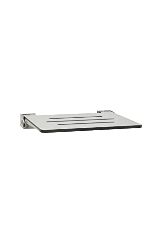Seachrome 18 inch Silhouette Slimline Folding Wall Mount Shower Bench Seat, Light Gray Seat with Silver Frame - color: Light Gray With Silver Frame