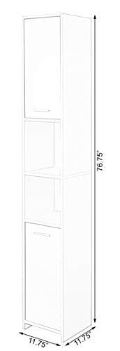 Versatile 77-Inch White Tall Storage Cabinet with 2 Doors and Adjustable Shelves, Linen Tower Cabinet, Bathroom Organizer and Storage, Kitchen Cabinet, Pantry Organizer, and Linen Closet - size: Narrow