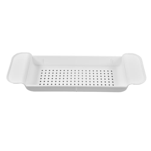 Expandable Bathtub Caddy, Multifunction Bath Tray with Secure Grips for Tub Edge, a Bathtub Organizer Rack with Dedicated Book Wine Phone Holder Bathtub (White) - color: White