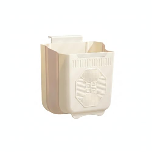 Foldable Trash Can, Wall Mounted Waste Bin for Kitchen Cabinet or Bathroom Vanity, Space Saving PP Plastic Garbage Bin with Lid (1 PC)
