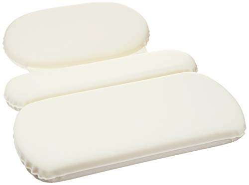 Amazon Basics Bath Tub Neck and Back Support Pillow with Non-Slip Suction Cups, Waterproof, Thick Padded 3-Panel, Easy to Clean, Off-white