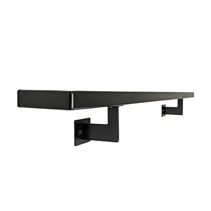 Urban Contemporary Aluminum Complete Handrail Grab Bar Set, Brackets Included, Powder Coated Finish (Black, 2 Foot Handrail) - color: Black, size: 2 Foot Handrail