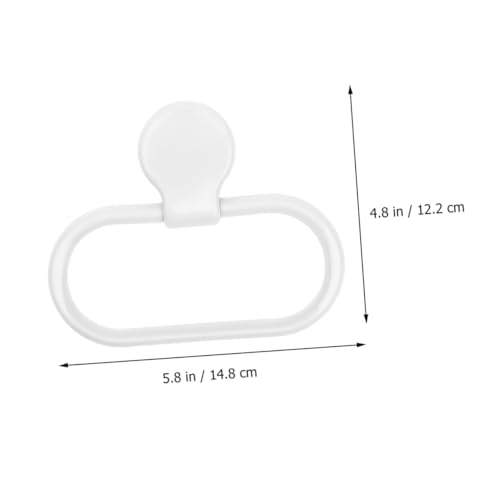 Vaguelly 2pcs Adhesive Towel Rings Wall-Mounted Hand Towel Holder for Bathroom Non-Deformation Shelf with Strong Sticky Backing Minimalist White Design Compatible with Any Decor