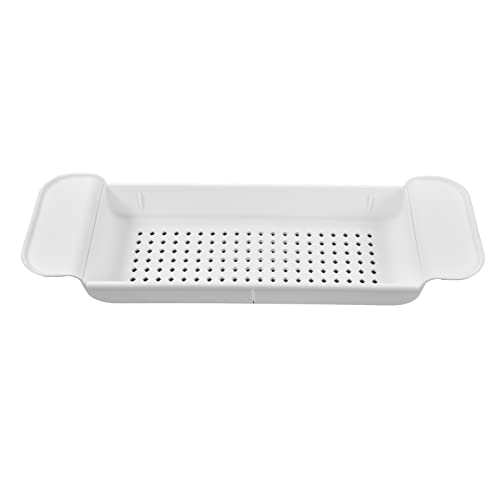 VBESTLIFE Expandable Bathtub Caddy Tray, Water Proof Bath Tub Rack with Nonslip Ends, Adjustable Organizer for Book Tablet Wine Glass, Sturdy PP Shelf for Reading, Spa Women Men (White) - color: White