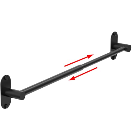 Towel Bar, Adhesive or Drill Wall Mount, Matte Black, 1 Pack | Adjustable 14.4 to 25.2 Inch, 304 Stainless Steel Hand Towel Holder, Round Base Towel Racks for Bathroom, Kitchen Use - color: Standard Length–black