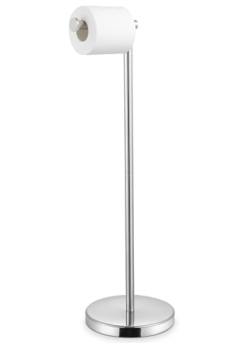 KES Toilet Paper Holder Stand, 26" H, Polished, T304 Stainless Steel | Cement-weighted base, anti-slip pad prevents scratches, universal roll compatibility, 1-min assembly, no drilling. - color: Polished Silver, size: 26" H