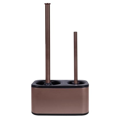Blue Donuts Toilet Brush and Plunger Set with Holder, Sleek Minimalist Modern Oil Rubbed Bronze Bathroom Accessories Toilet Plunger and Toilet Bowl Brush Combo - color: Bronze