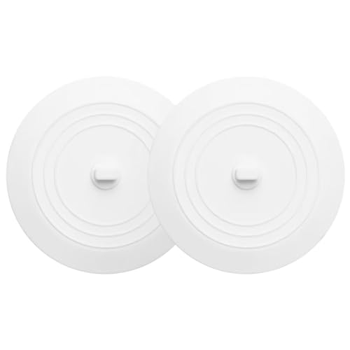 Vaincre 2PCS 5" Universal Silicone Bathtub Drain Stopper with Suction Seal | White, Leak Proof, Hair Trapping, Universal Fit, For Tub Sink Laundry Drain, Bathroom Kitchen Use, Easy Clean - color: White+white
