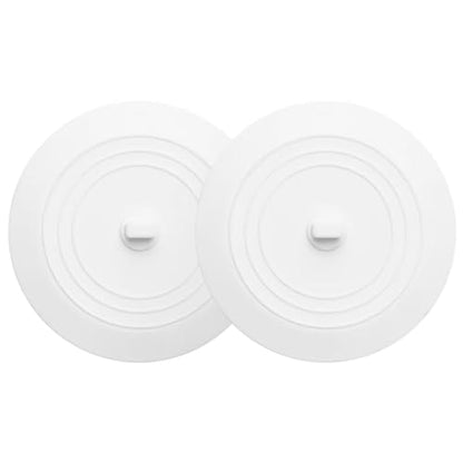 Vaincre 2PCS 5" Universal Silicone Bathtub Drain Stopper with Suction Seal | White, Leak Proof, Hair Trapping, Universal Fit, For Tub Sink Laundry Drain, Bathroom Kitchen Use, Easy Clean - color: White+white