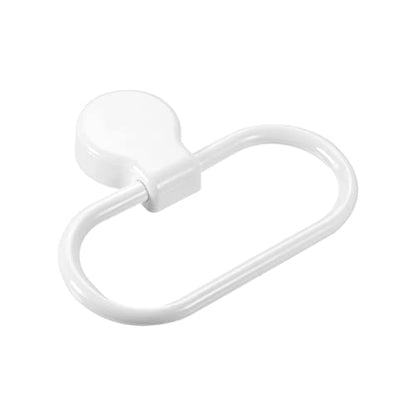 HARFINGTON Wall Mounted Oval Towel Ring ABS Hanging Holder Self-Adhesive for Bathroom Kitchen Accessories, White - color: White