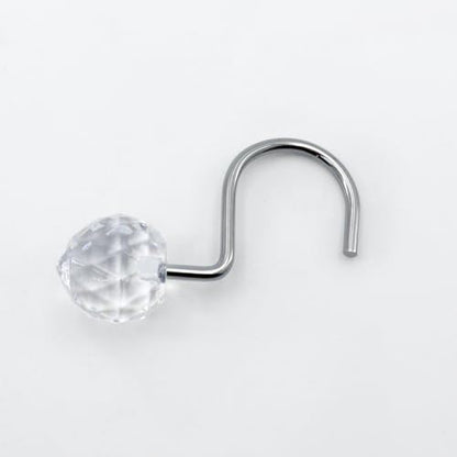 J&V TEXTILES Shower Curtain Hooks Rings, Rust Resistant Metal Double Glide Shower Hooks Rings for Bathroom Shower Rods Curtains, Set of 12 Hooks (Clear Sphere) - color: Clear Sphere