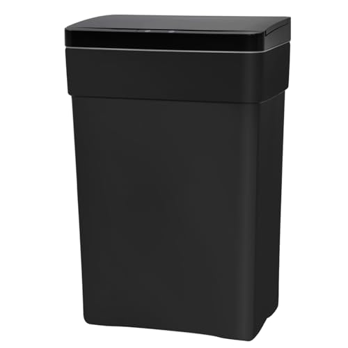 BestOffice 13 Gallon Kitchen Trash Can, Touchless Automatic Lid, Black | Plastic, Hands-free disposal, Odor Control, ,Wipe-clean surface,50Liter for Kitchen, Office, Indoor Use - color: New Black