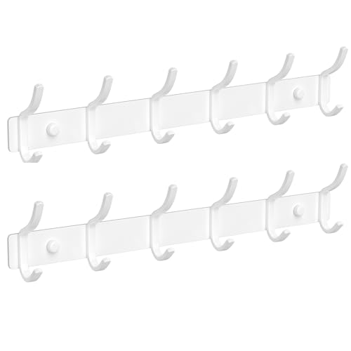 GWAAZXGZ White Coat Rack Wall Mount - 15 Inch Metal 6-Hook Rack(2 Pack) | for Hanging Coats, Bags, and Towels in Entryway, Livingroom, Bedroom, Bathroom, and Kitchen - color: White, size: 2 Pack