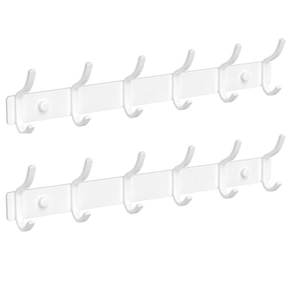 GWAAZXGZ White Coat Rack Wall Mount - 15 Inch Metal 6-Hook Rack(2 Pack) | for Hanging Coats, Bags, and Towels in Entryway, Livingroom, Bedroom, Bathroom, and Kitchen - color: White, size: 2 Pack