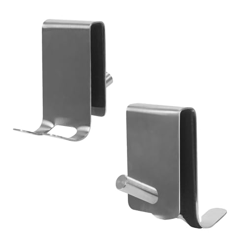 2-PCS Over Shower Door Towel Hooks for Frameless Glass, Stainless Steel Double-Sided Non-Slip Towel Hooks for Towels, Razor, Robes, Bath Towels, Bathroom Glass Door Towel Holder (2, Silver) - color: Silver