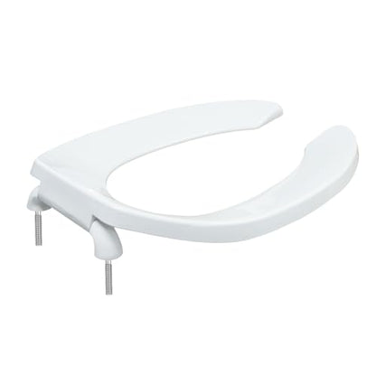 Heavy Duty Commercial Open Front Toilet Seat, Elongated 18.5-Inch, 1PACK | Public Toilet Seat for Hospital, Hotel, School, Church, PP Material, Fits Most Toilet Bowl Seat, White