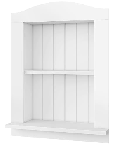 Recessed Wall Niche, 2-Tier Recessed Medicine Cabinet, Bathroom Cabinet Wall Mount, Bamboo Medicine Organizer, Wall Storage Cabinet, for Bathroom, Living Room, Kitchen, White - size: 17.6"L x 2.1"W x 21.8"H