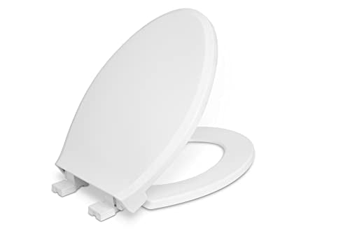 Centoco 6500SC-001 Plastic Elongated Toilet Seat with Slow Close White | Plastic, Closed Front with Cover, Made in the USA, 6500SC-001 - color: White, size: Premium Slow Close Elongated