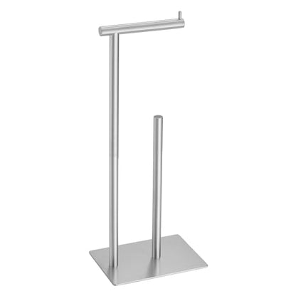 FFK Toilet Paper Holder Free Standing, 21.5" Bathroom Toilet Tissue Roll Holder Stand with Storage, SUS304 Stainless Steel Rustproof, Brushed Nickel - color: Brushed Nickel