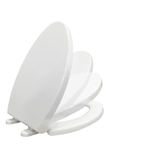 CYRRET Elongated Toilet Seat Slow Close, Easy to Install and Clean, Durable Plastic, White, Replacement Toilet Seats, Fits Standard Elongated, Obling or Oval Toilets - style: Elongated