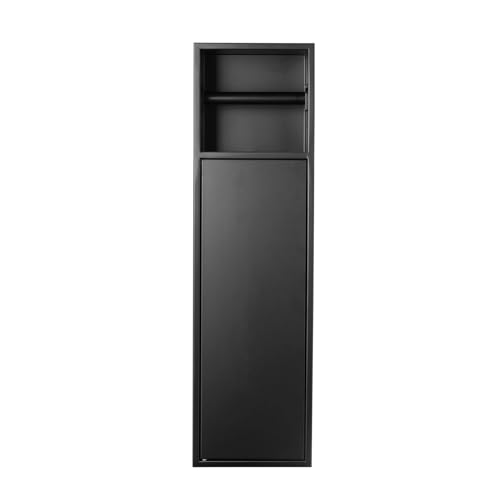 Recessed Toilet Paper Holder Plus Toilet Brush Storage,Black | Inner size 6*23.38*4.94in (L*H*D), Built-in Toilet Paper Dispenser, Modern and Space-saving, Includes Toilet Brush