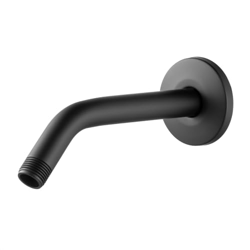 OFFO Shower Arm with Flange, 6-Inch Wall Mount Replacement Angle Shower Head Arm Wall-mounted For Fixed Shower Head & Handheld Showerhead, Matte Black - color: Matte Black, style: 6 in