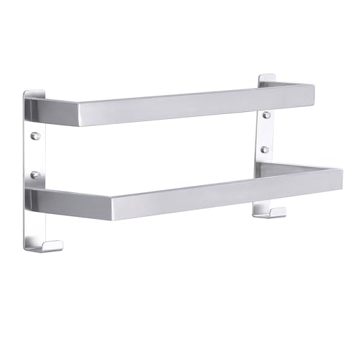 Double Towel Bar Towel Racks for Bathroom, Bath Towel Holders Wall Mount, Stainless Steel Towels Shelves Towel Rail, 2-Tiers (Brushed Nickel, 20 Inches) - color: Brushed Nickel, size: 20 Inches