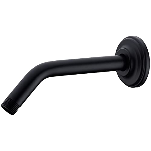 9 Inch Matte Black Shower Arm and Flange Angled Head Pipe | Stainless Steel Wall Mounted Curved Extension Bathroom Gooseneck Shower Neck - color: Black, style: 9 inch