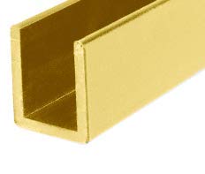 Brixwell SDCD38BGA-CCP4 Brite Gold Anodized 3/8" Fixed Panel Shower Door Deep U-Channel - 4 inch Sample - color: Brite Gold, size: 4 Inch - Sample