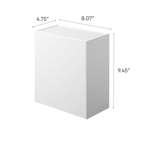 YAMAZAKI Home Tower Compact Wall Bin With Lid & Tray, Small Storage Container or Waste Holder for Bathroom & Kitchen
