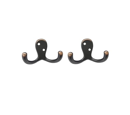 Premium Double Robe Hook, 2-3/4", Zinc Die Cast, Classic Oil-Rubbed Bronze, Made in Taiwan, 2 Pack - size: 2pack-Classic Oil-Rubbed Bronze