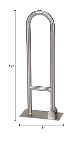 Moen R8960FD 30" Flip-Up Grab Bar, Textured Grip, Stainless | 30" support length, flip-up space saving, textured grip safety, stainless steel durability, wall mount install - color: Peened