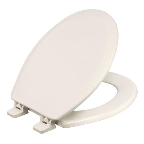 Centoco Round Toilet Seat, Wood Core/Plastic Finish, Residential, Biscuit | Heavy-Duty Wood Core with Plastic Scratch-Resistant Finish, Won't Crack or Fade, Made in the USA, 700-416 - color: Biscuit, size: Standard Round