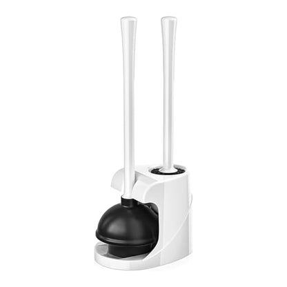Plunger and Brush Heavy Duty Toilet Plunger Set with Ventilated Holder 2-in-1 Bathroom Cleaning Combo with Modern Caddy Stand - color: A