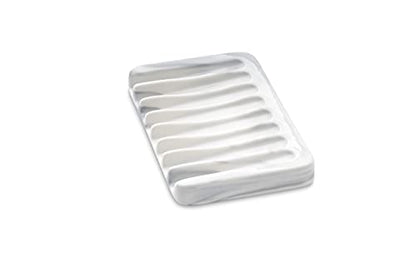 Ceramic Soap Dish for Sink,Self Draining Soap Dishes Saver for Shower Bar Soap Holder for Bathroom Soap Container Holder Dish for Kitchen,Marble Decor,White