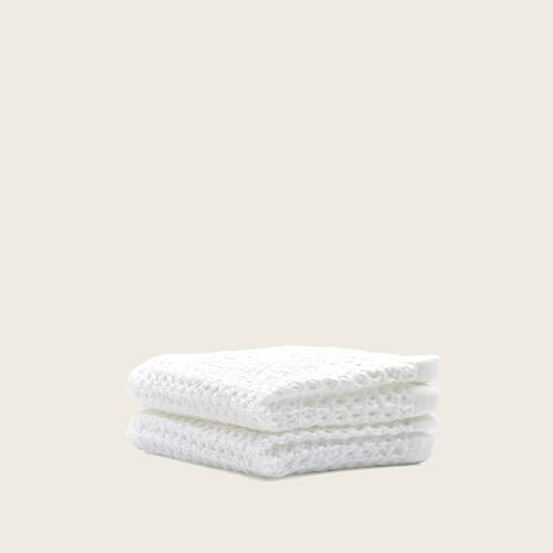 Sedona Waffle Washcloths, 410 GSM 100% Cotton, Set of 2, Soft Textured Face Towels, Quick-Drying & Gentle, White - color: White, style: Washcloth (Set of 2)