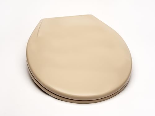 2Q1R6-30 Builder Grade Slow Close Plastic Toilet Seat with Vari-Adjust Lok-Down R'N'C Hinge and Quik-Lok Mounting Hardware, Round, Fawn Beige - color: Fawn Beige, style: Round