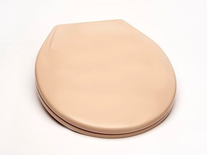 2Q1R6-30 Builder Grade Slow Close Plastic Toilet Seat with Vari-Adjust Lok-Down R'N'C Hinge and Quik-Lok Mounting Hardware, Round, Fawn Beige - color: Fawn Beige, style: Round