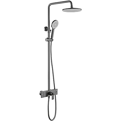 Shower Faucet Set Thermostatic System Wall Mounted Rain Combo Single Handle Tub and Trim Kit 9 Inches Rainfall Head with Waterfall Spout, Handheld Sprayer,Black (Gun Grey) - color: Gun Grey