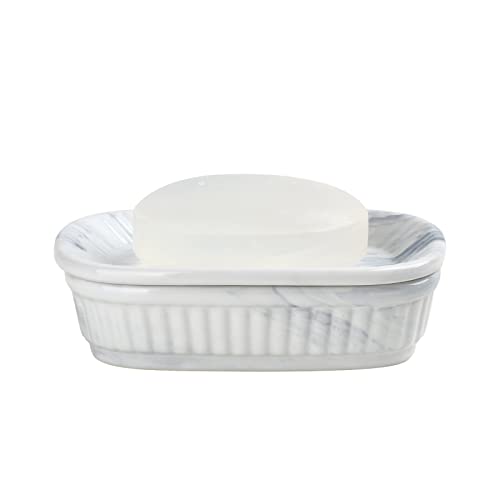 ANTIS'S HOME Marble Blue Double Layer Ceramic Self Draining Soap Dish Bathroom - color: Marble Blue