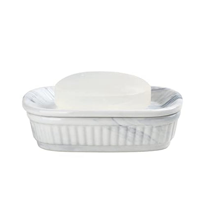 ANTIS'S HOME Marble Blue Double Layer Ceramic Self Draining Soap Dish Bathroom - color: Marble Blue