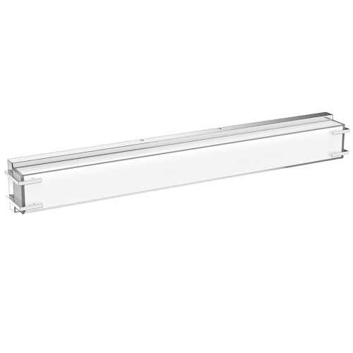 LED Bathroom Light Fixtures Over Mirror 32” Vanity Light with Milky White Lampshade 4000K Daylight Chrome Finishing Bath Bar (Chrome) - color: Chrome, size: 32 inch